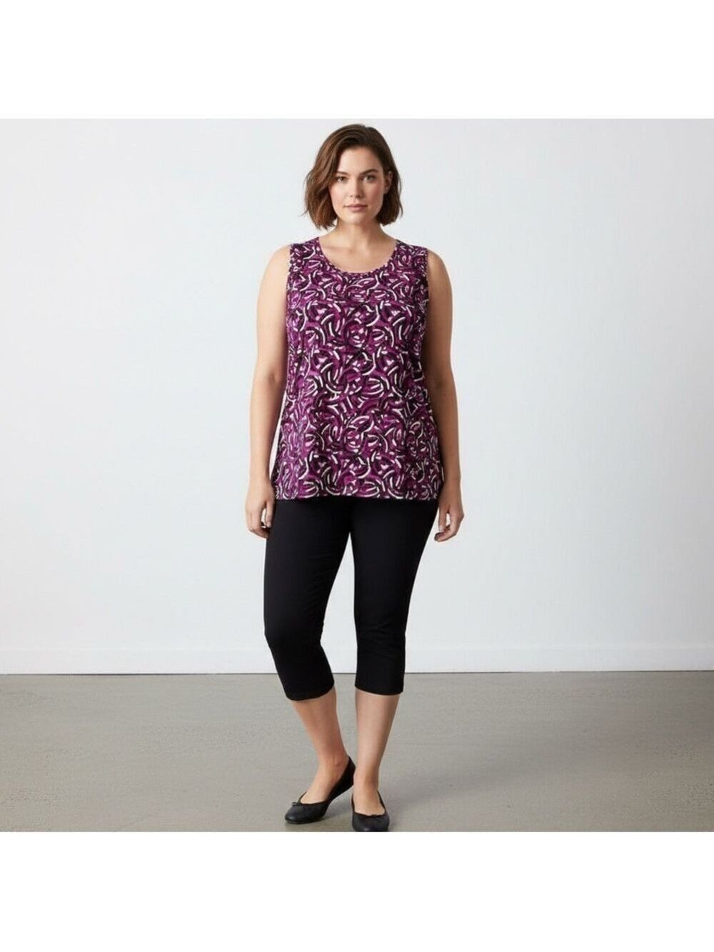 JMS EasyDressing Women’s 2X Sleeveless Geometric Print Blouse